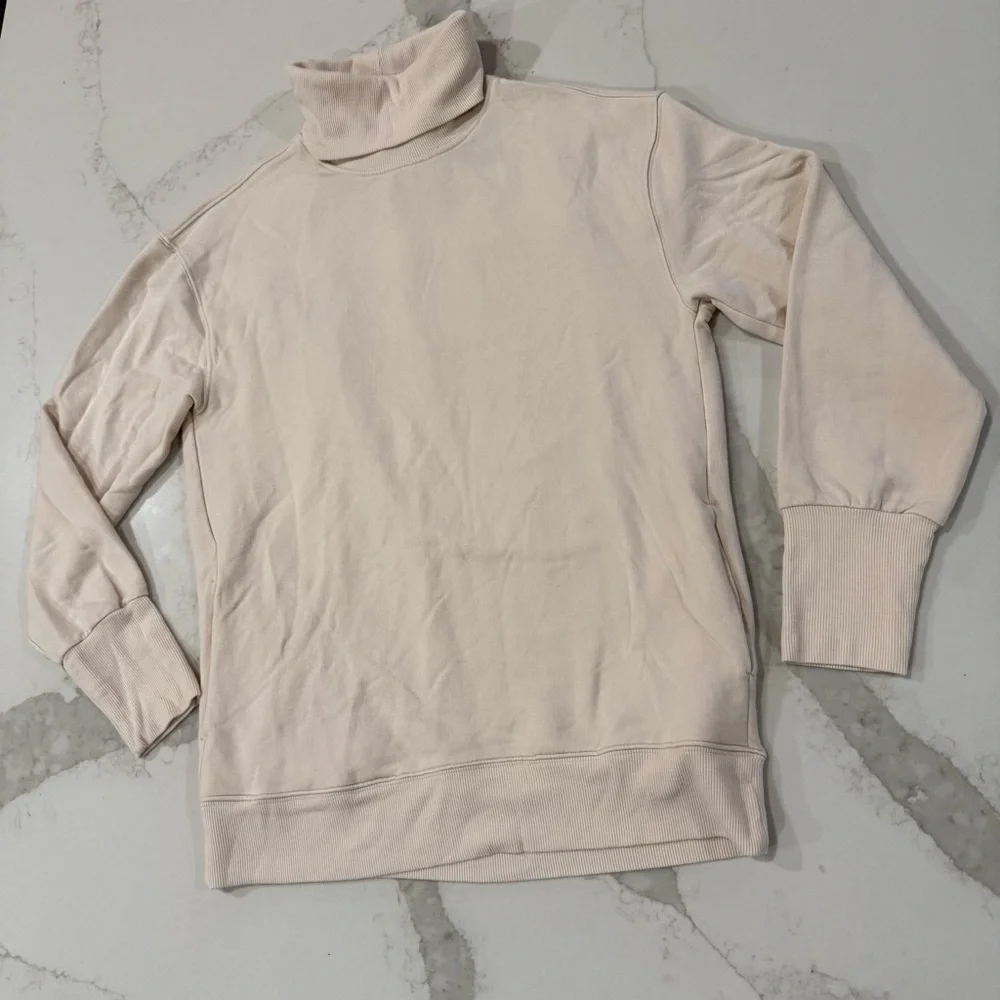 Athleta Balance Cinch Turtleneck Sweatshirt Women’s XXS Chantilly Cream Pockets - Picture 6 of 12